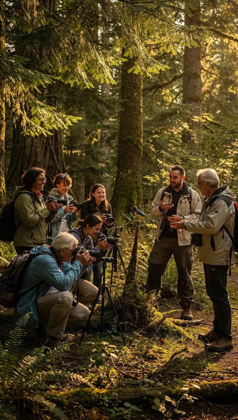 Widok na park narodowy z dziką fauną w tle, idealny na zdjęcia.