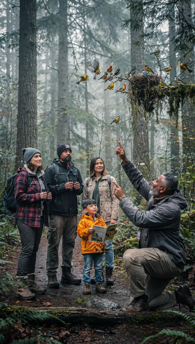Grupa turystów fotografujących dziką przyrodę w amerykańskim parku narodowym.