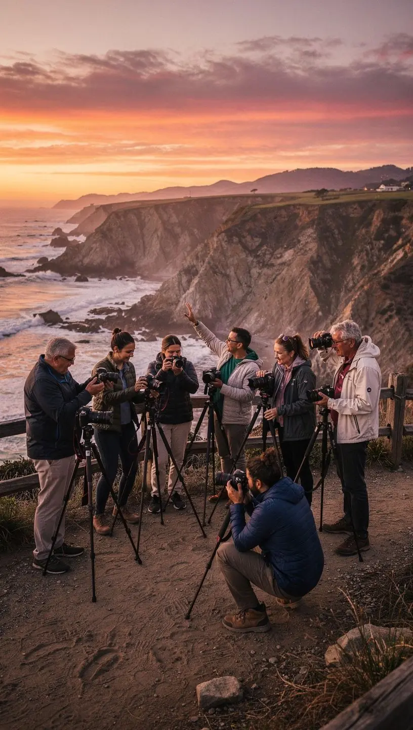 Profesjonalny przewodnik omawia lokalną florę i faunę podczas wycieczki krajobrazowej.